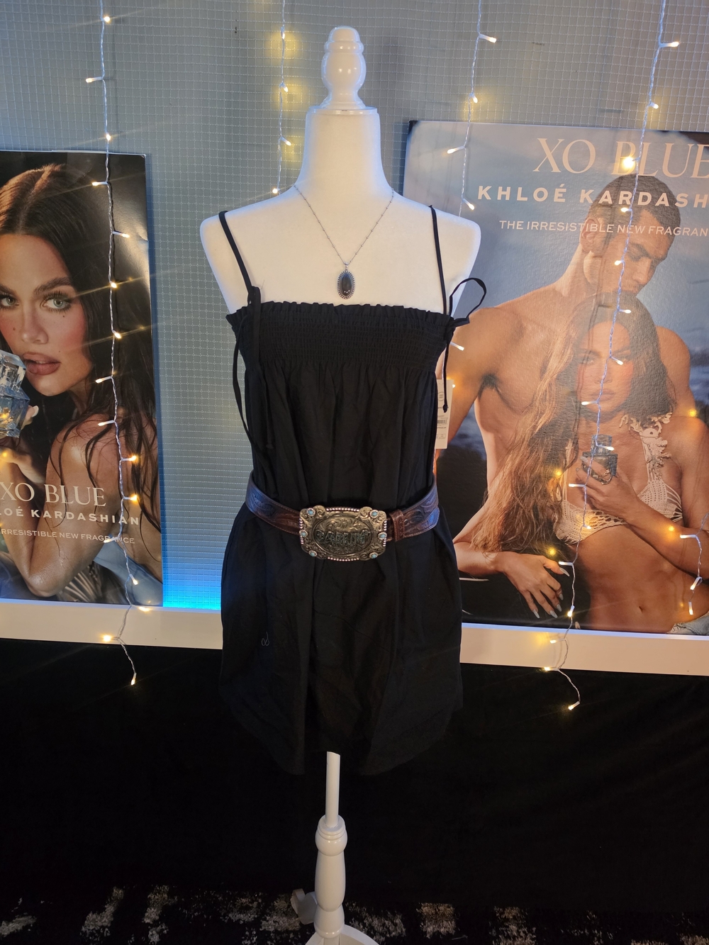 No Boundaries Black Sleeveless Romper with Decorative Belt